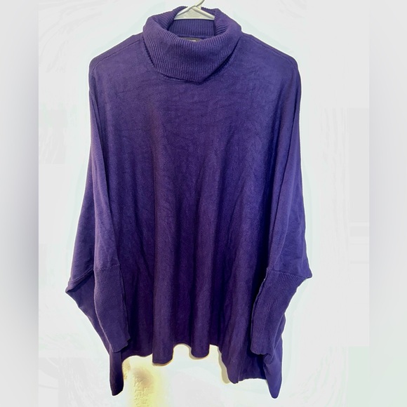 Alfani Women’s Turtleneck Poncho Sweater Purple Small - Picture 5 of 14